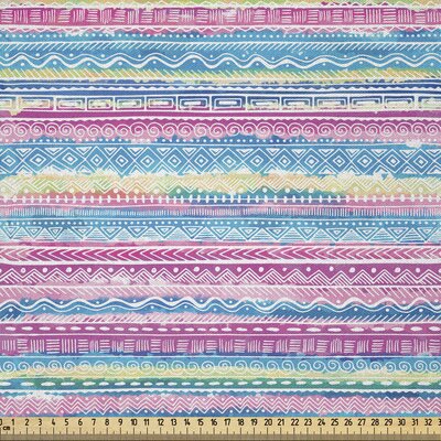 Tribal Fabric By The Yard, Watercolor Tie Dye Effect Art Stripes Aquatic Theme Bohemian Aztec Print, Microfiber Fabric For Arts And Crafts Textiles & -  East Urban Home, BE0942D2ECFA465D8722F955C4EAA182