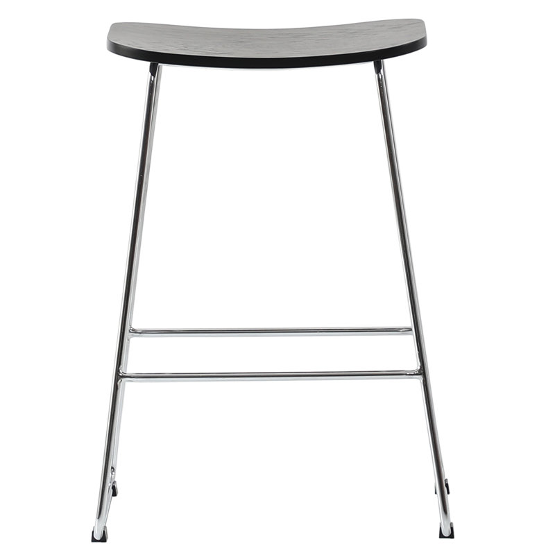 Dunkerton 26" Wood Bar Stool in Chrome Base, Black