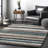 City Striped Shag Tufted Performance Brown/Teal/Blue Rug-2119853964