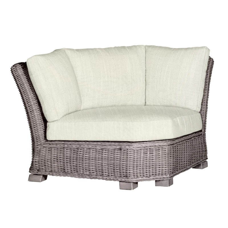 Rustic Woven Sectional Corner, Rollo Chambray InsideOut® Linen, No Welt, Oyster