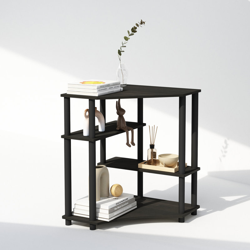 Furinno Turn-N-Tube Multipurpose Corner Shelf, Display Rack, Bookshelf, Espresso/Black, Espresso