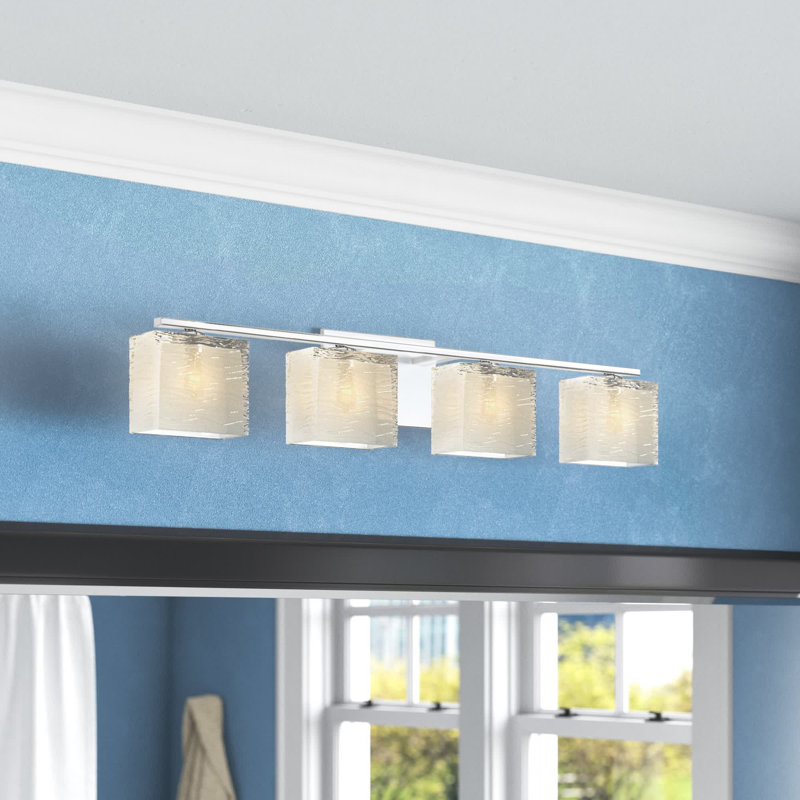 Éclairage de salle de bain à intensité variable à 4 lumières Dunreith, Chrome poli