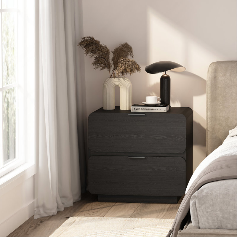 Table de chevet 26 po noire Chrystie (2 tiroirs), Noir