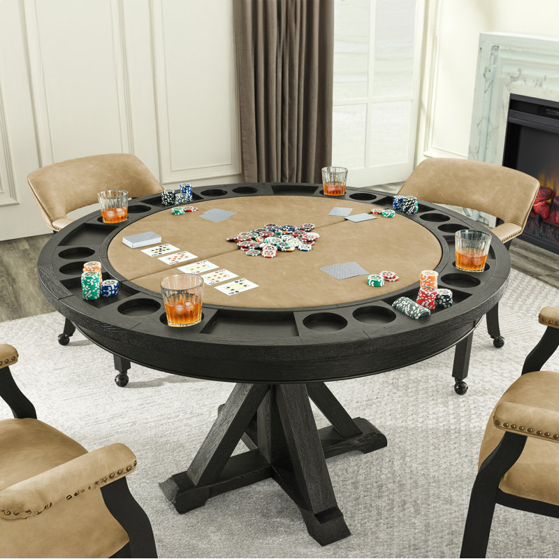 Table de poker pliable pour 8 joueurs Steve Silver Furniture, Hauteur de la salle à manger: 30 po, Noir