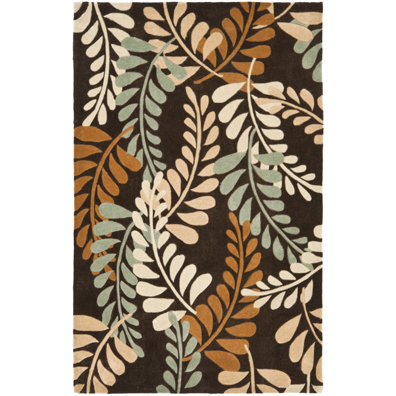 Modern Art Hand Tufted Performance Floral Rug, Rectangle 4' x 6'