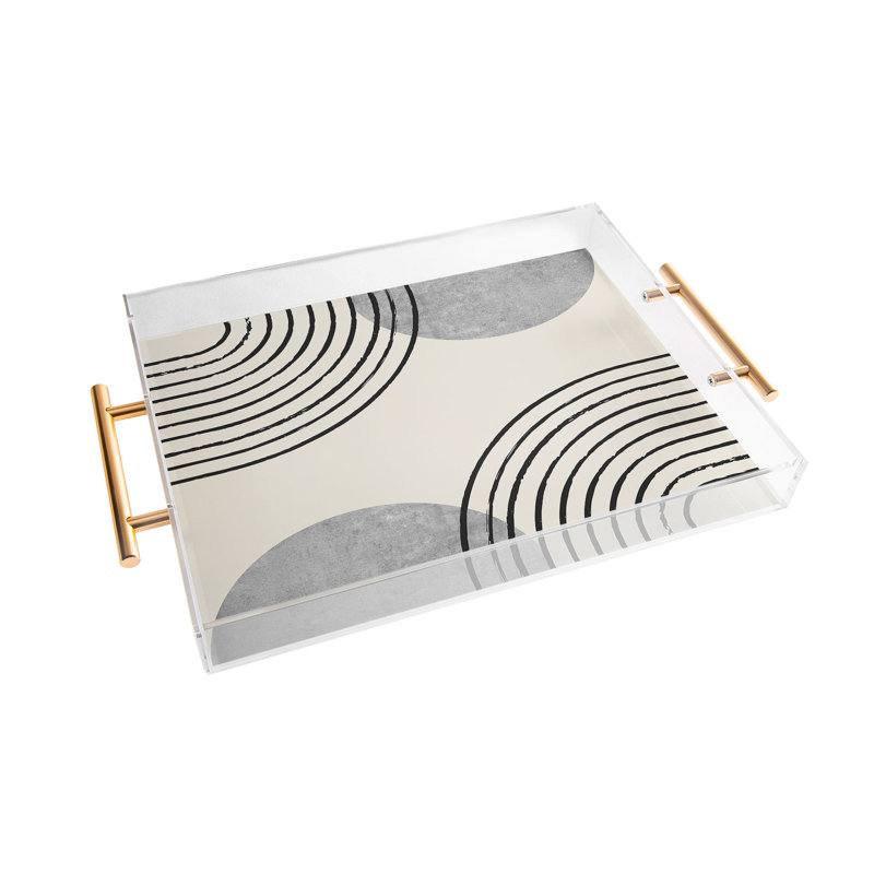 Cassidy Rae Marietta Swiss Cross Remix Acrylic Tray, Abstract, Beige/Black