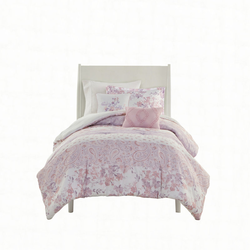 Floral Paisley Set, Twin Comforter + Sham + 2 Throw Pillows