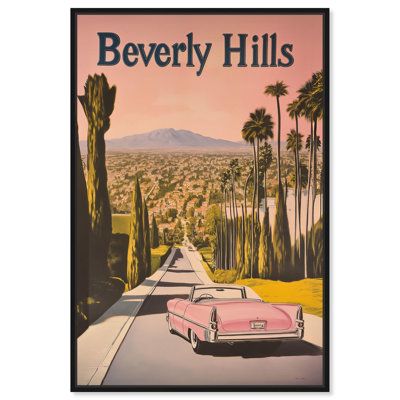 «Car and Beverly Hills», art vintage sur toile par Art Remedy