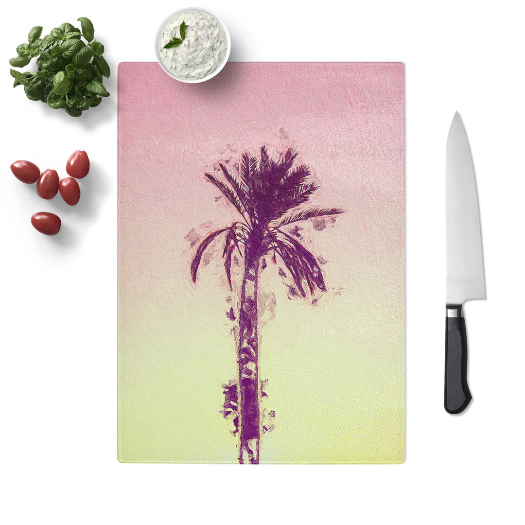 Tempered Glass Summertime Palm Tree Chopping Board