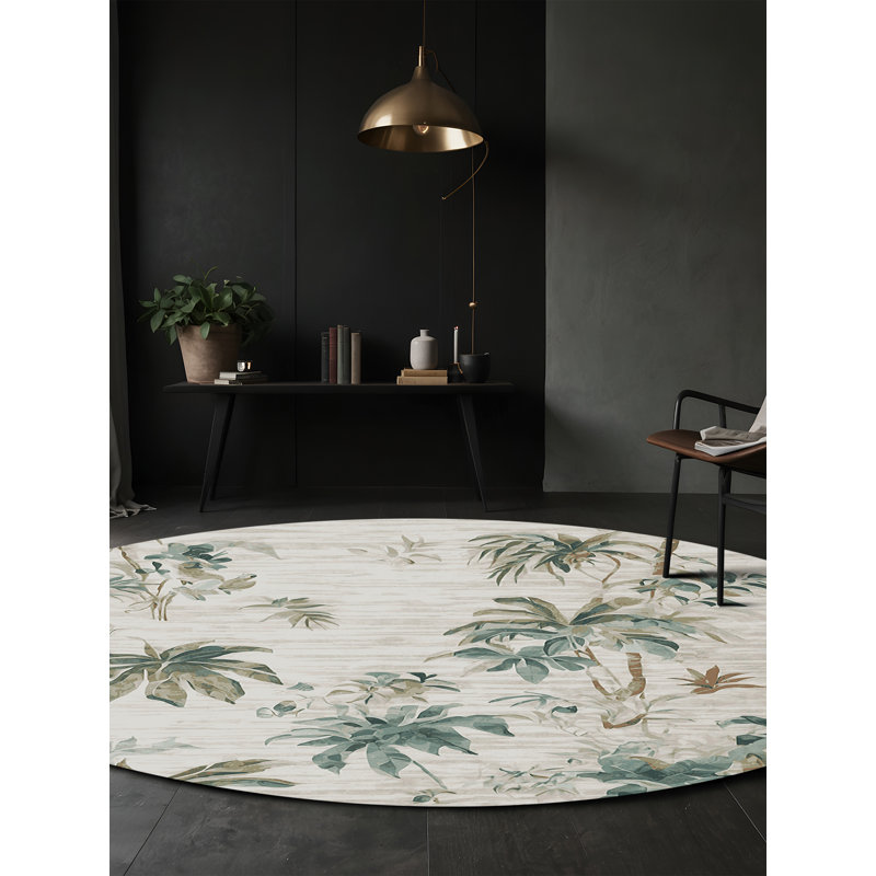Tapis gris soyeux et moelleux, Rond 4 pi