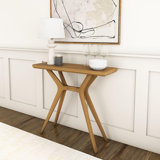 Modern Solid Wood Console Table With Cross-Leg Base, Scandinavian Design Sofa Table For Living Room, Entryway, Or Foyer