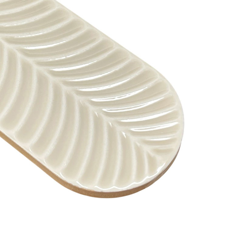 Feather 3 in. x 12 in. 3D Glossy Ceramic Subway Wall Tile (20 PCS, 4.84 Sq. Ft./Case), Cream
