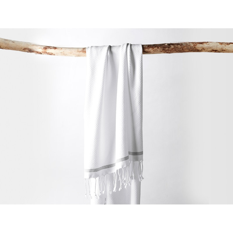 Mediterranean 100% Cotton Lightweight Bath Towel, Alpine White/Slate, Bath Sheet
