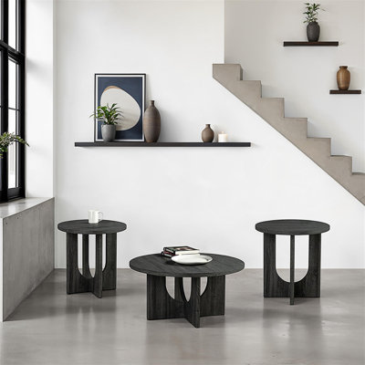 Ensemble de table 3 pièces de style contemporain 1 table basse ronde 2X