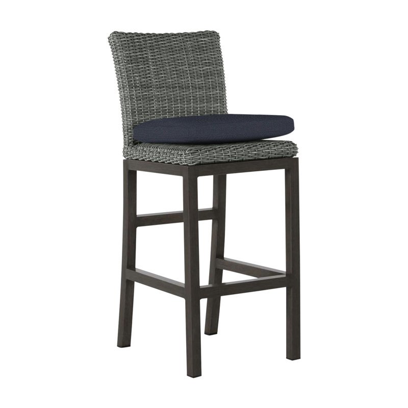 Tabouret de bar 30 po Rustic, Gris ardoise, Pas de soudure, Lin marine