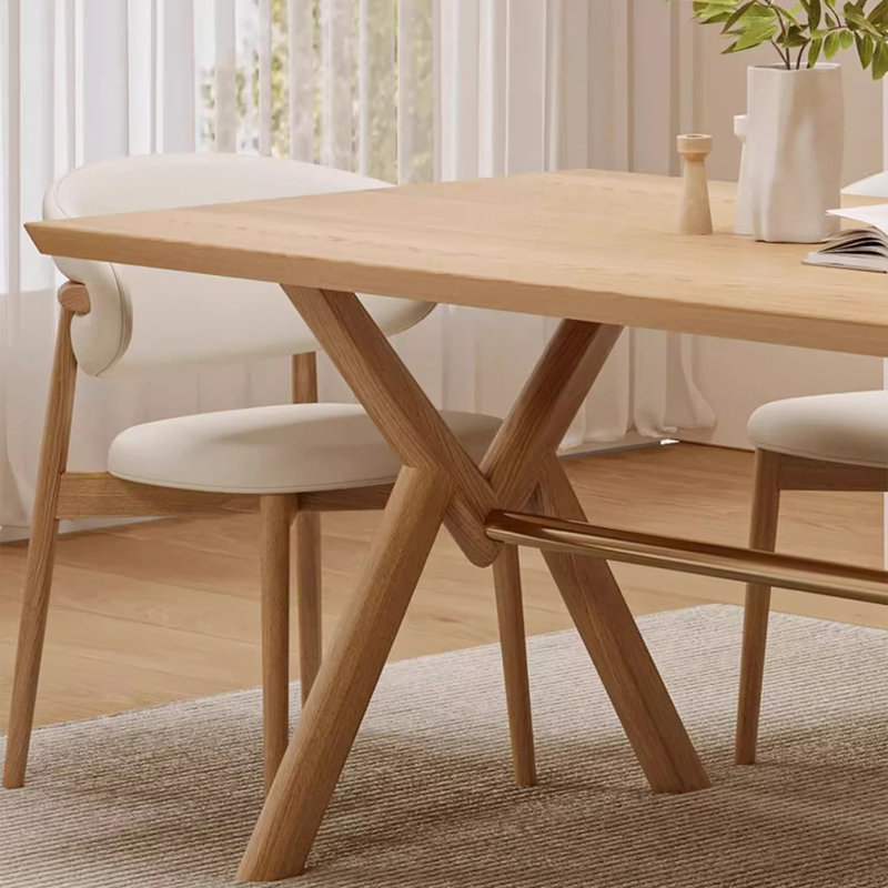 Art natural solid wood rectangular dining table, 29.52"H x 62.99"L x 31.49"W