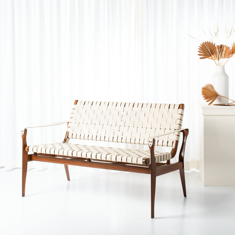Banc en bois massif Leira, Blanc