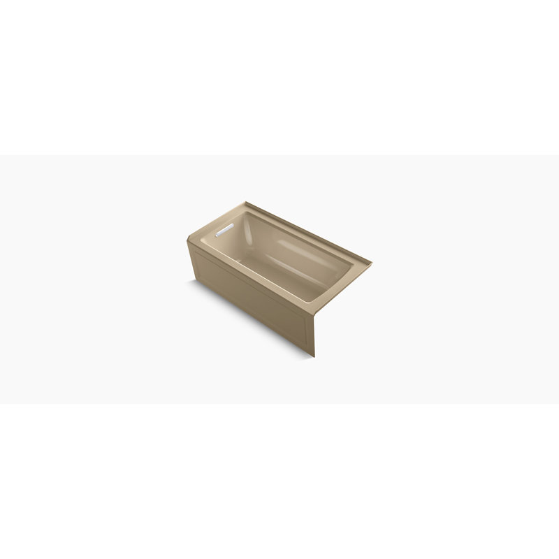 Archer VibrAcoustic Integral Apron Bath with Bask Heated Surface, Tile Flange, Cachemire, Gauche