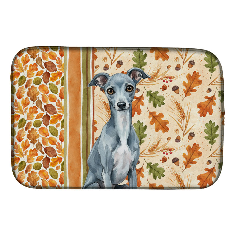 Italian Greyhound Heirloom Fall Dish Drying Mat