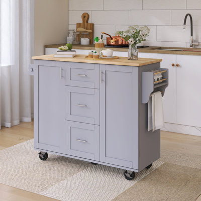 Chariot de cuisine 50 po avec support à épices et porte-serviettes 50 po