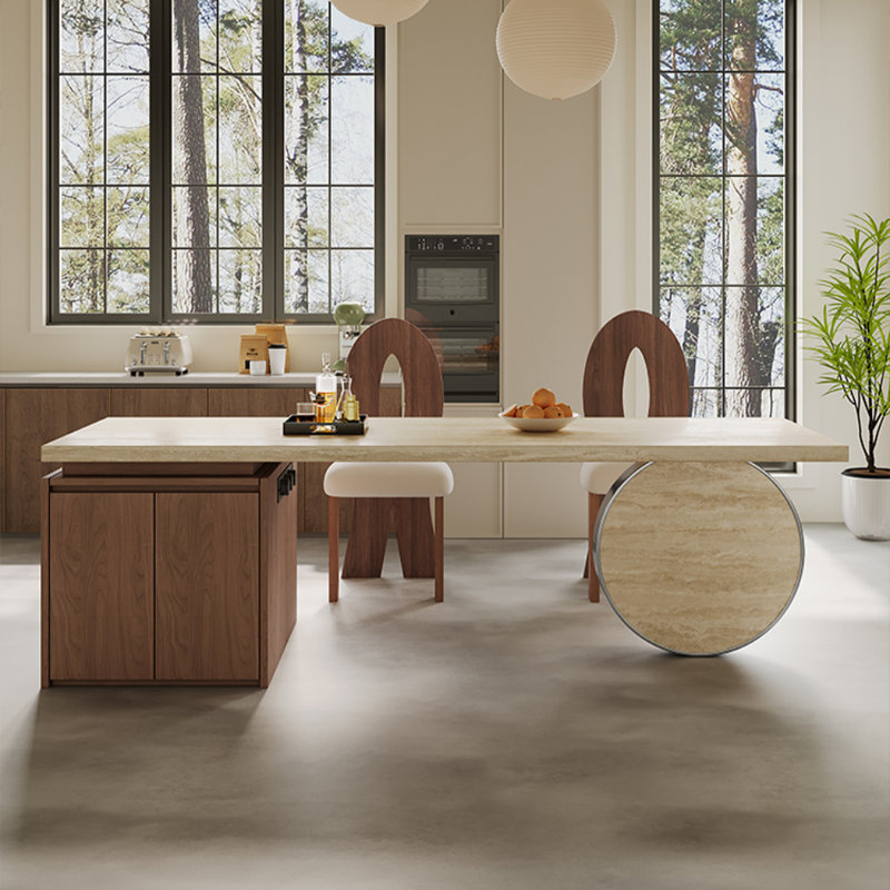 Table de salle à manger de luxe rétro française, Brun noisette / beige, Beige