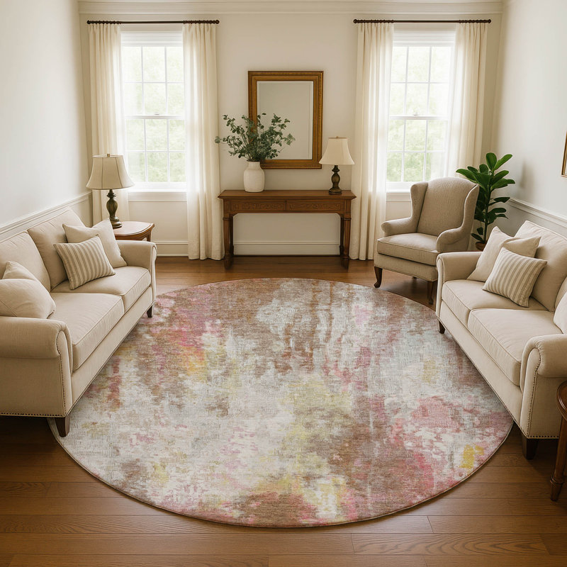 Premium Machine Washable Marasco AMF1640 Abstract Rug, Round 8'
