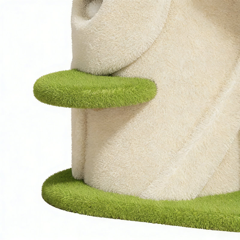 Structure d'escalade moderne et simple pour chat, Blanc cassé / vert