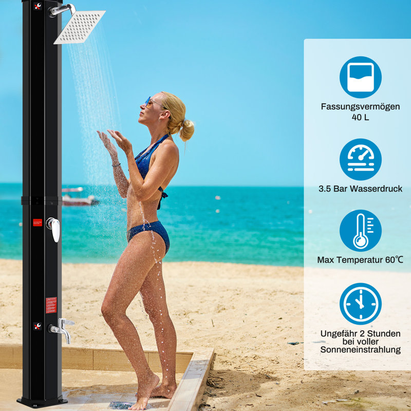 Buleah Solar Powered Metal Free Standing Outdoor Shower and Footwash Spout