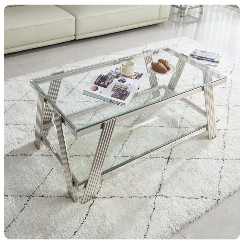 Modern Stainless Steel Coffee Table, Gold