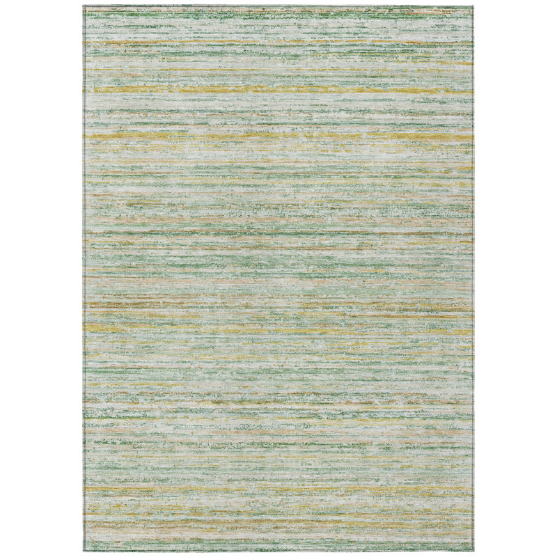 Machine Washable Indoor/Outdoor Claudian ACN1239 Mint Rug