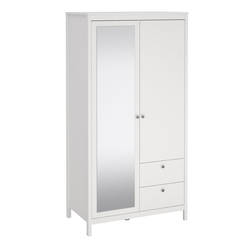 Afonso 2 Door Manufactured Wood Wardrobe, Matt White