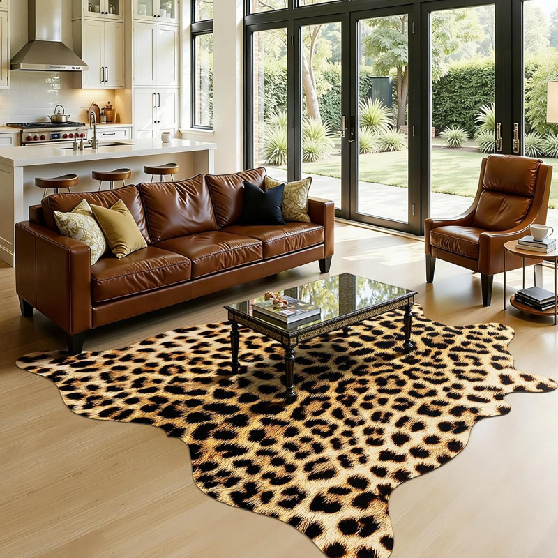 Tapis à imprimé léopard de qualité supérieure, Nouveauté 4 pi 7 po x 5 pi 2 po