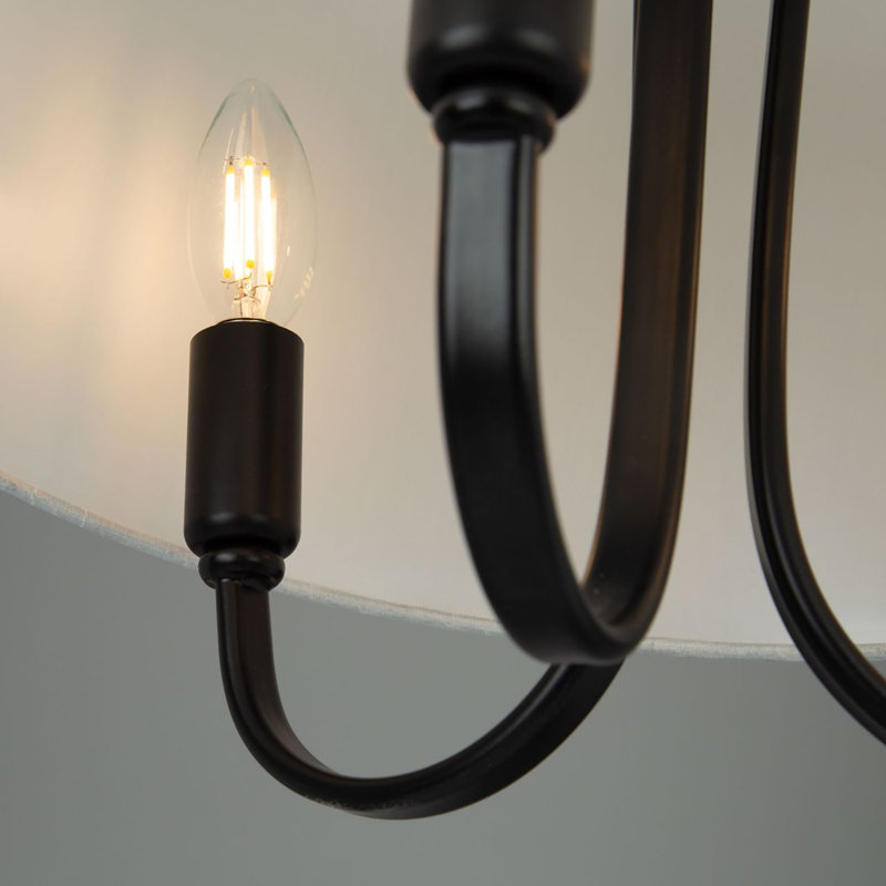 Plafonnier semi-encastré 3 lumières l 15,7 po, Noir