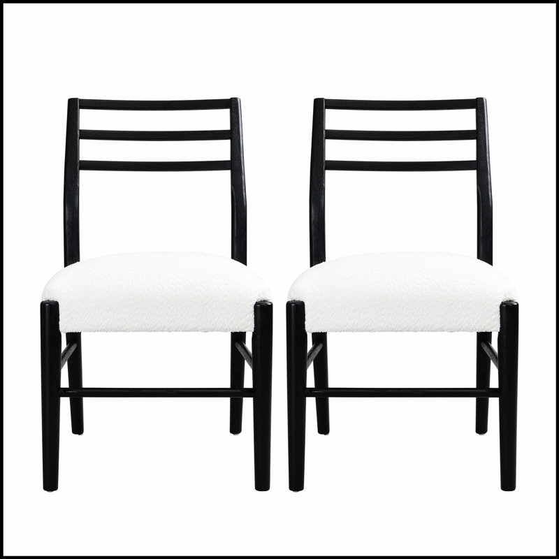 Charmantes chaises de salle à manger de style campagnard, ensemble de 2, avec dossier à échelle classique et cadres en bois durables