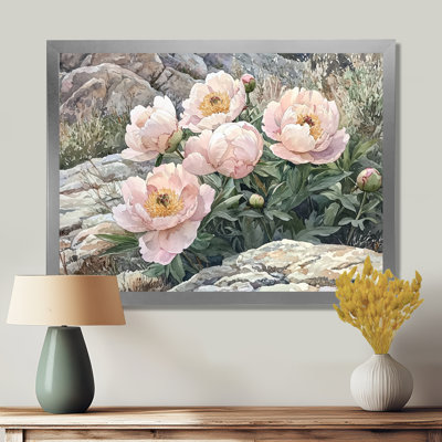 Insafes pivoines dans les contreforts rocheux II - pivoines, art mural