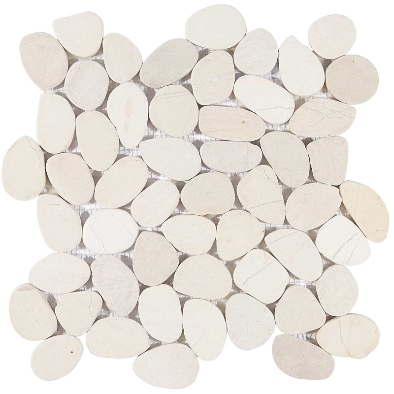 Nature Round Lovina Pebble Mosaic Tile, Lovina White