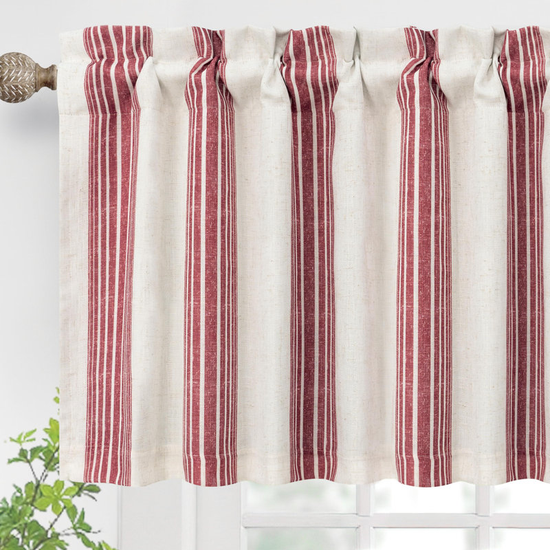 Akhill Striped Tailored Window Valance, 52" W x 14" L, Dark Blue