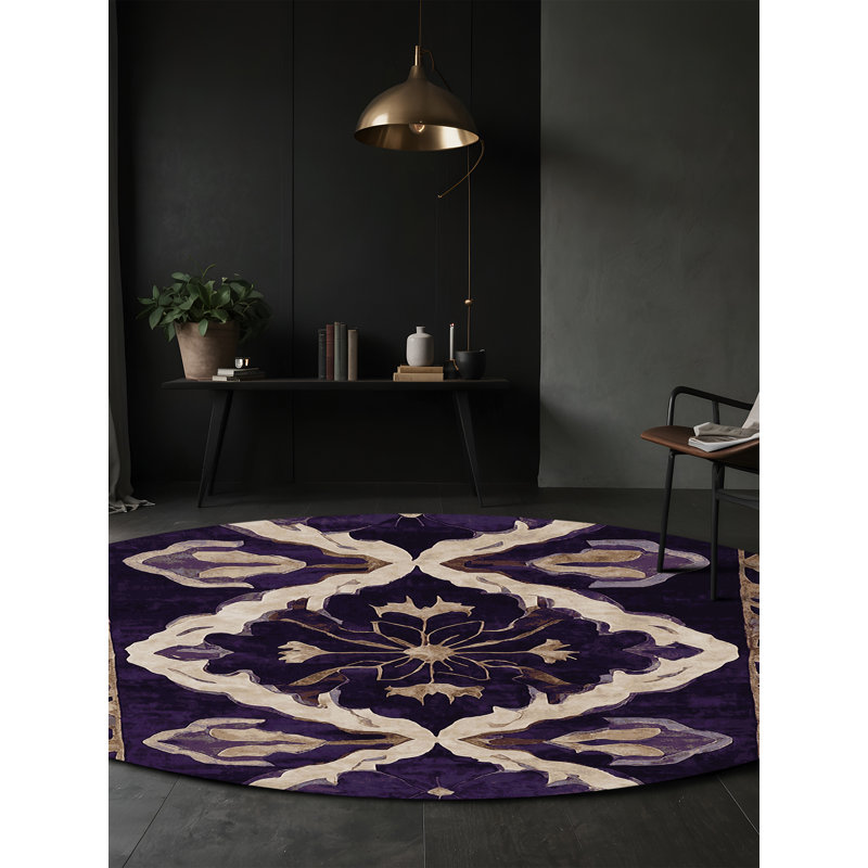 Tapis mauve soyeux et moelleux, Rectangulaire 3 pi x 5 pi