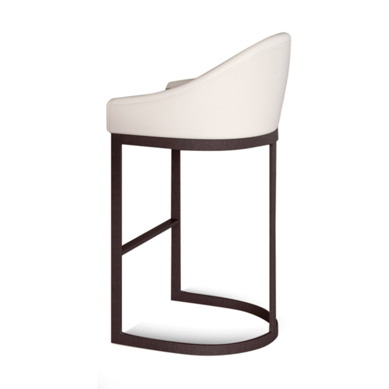 Tabouret de bar et de comptoir Bemboe, Tabouret de comptoir (siège d'une hauteur de 26 p, Blanc cassé