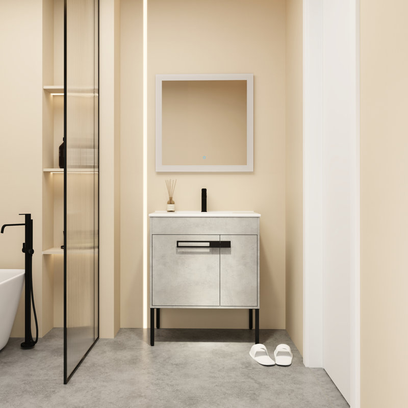 Meuble-lavabo de salle de bain 30 po - style moderne, tablette réglable et armoire spacieuse 30 po, autoportante ou murale, à eau