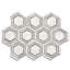 Carrara White Marble 5 Inch Hexagon Georama Geometric Mosaic Tile W/ Bardiglio Grey Strips Honed