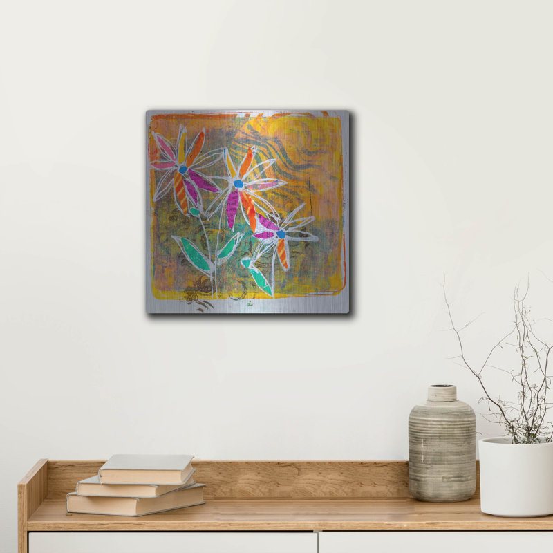  «Sunny Blooms» par St. Hilaire Elizabeth, art mural en métal, 12 po x 12 po, H 12 po x l 12 po