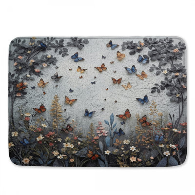 Butterflies And Wildflowers Bath Mat