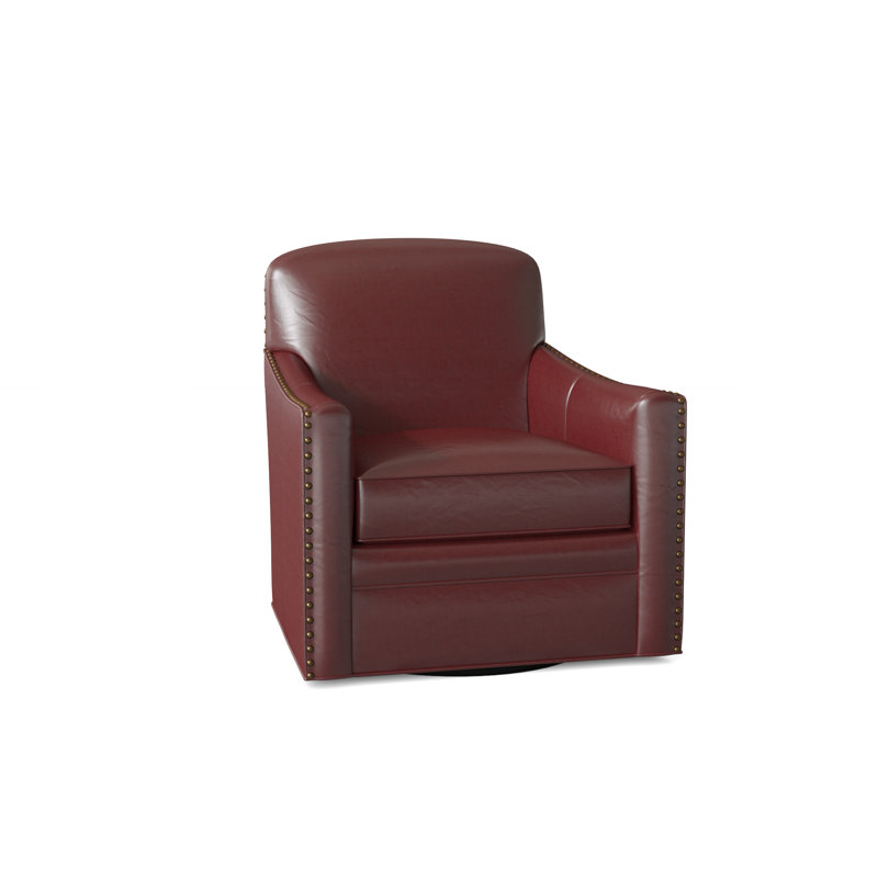 Luna Leather Swivel Armchair, Aline Fumo Genuine Leather, French Natural, Swivel - Standard