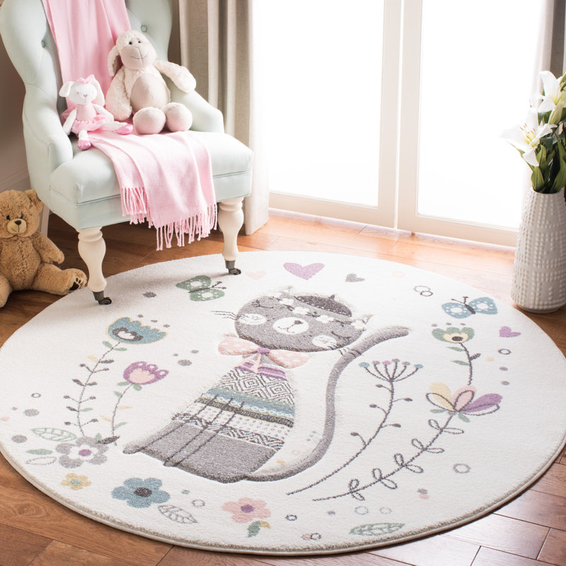 Glantz Animal Print Ivory Area Rug, Round 6'7"