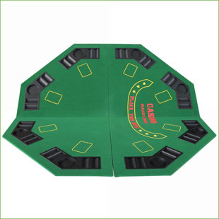 Plateau de table de poker - 8 joueurs pliants octogonaux 48 pouces avec porte-gobelets - vert | Classique | Espace de vie principal