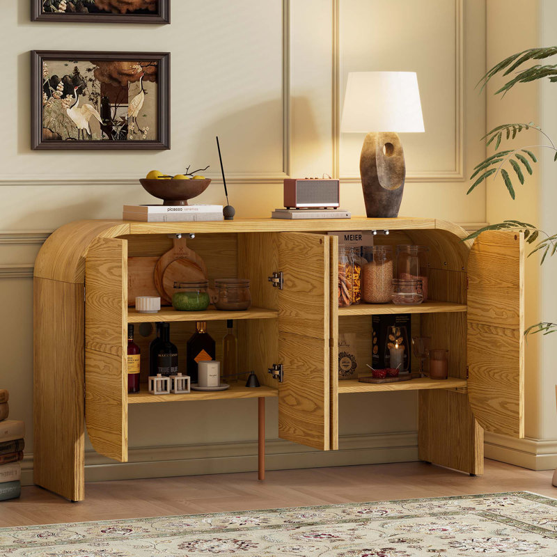 4-Door Sideboard with Large Storage, Natural