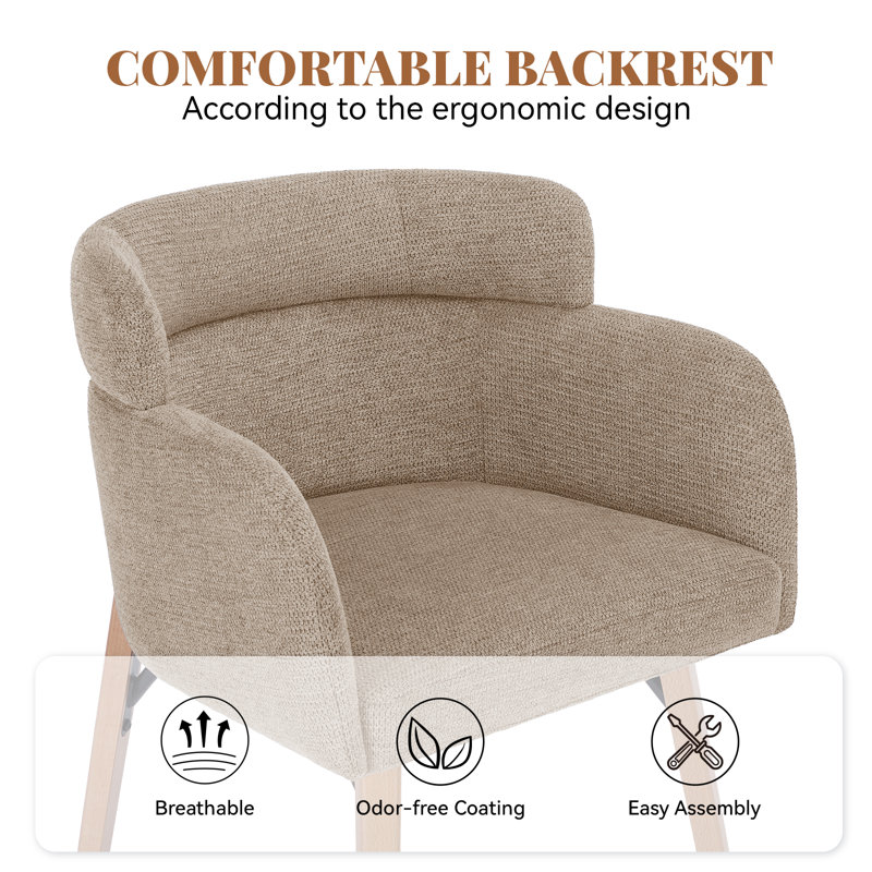 Chaise rembourrée moderne en bois massif avec accoudoirs , Brun