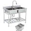 Stainless Steel Dual Bowls Kitchen Sink with Pull-Out Faucet