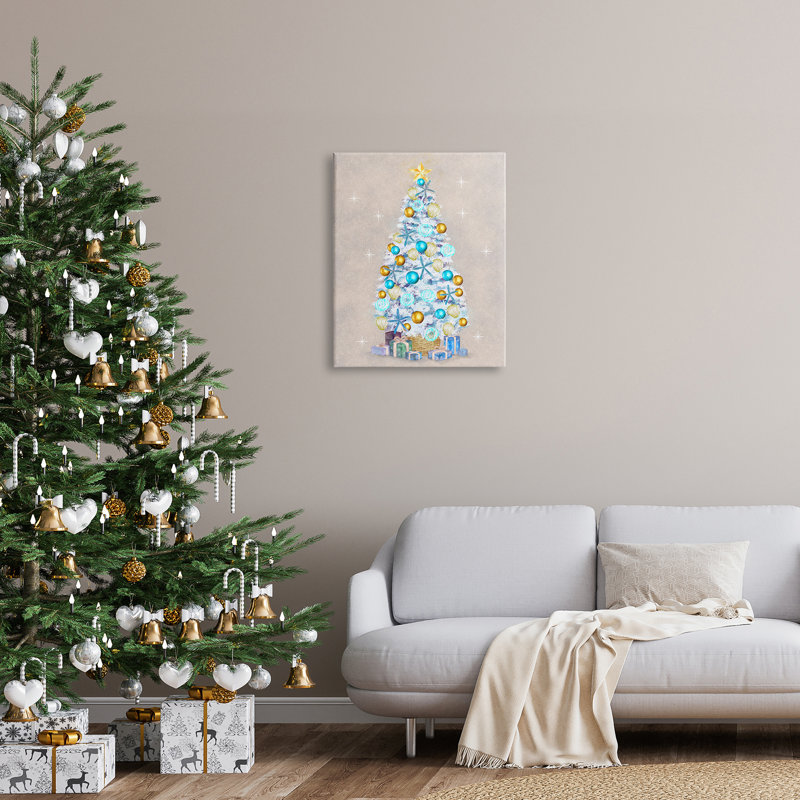 Décoration de Noël blanche, décorations d'arbre de Noël, art texturé noir par estampe numérique par Ziwei Li, Toile tendue